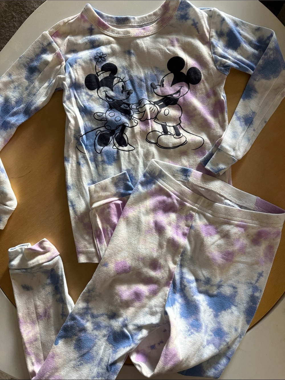 Baby Gap Disney Minnie & Mickey Tie-Dye Kids Pajama Set - Purple & Blue